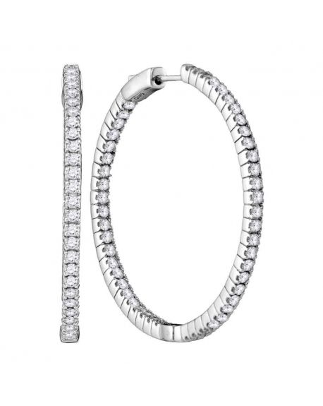 Diamond In-Out Hoop Earrings in 14k White Gold  (2.88ct)