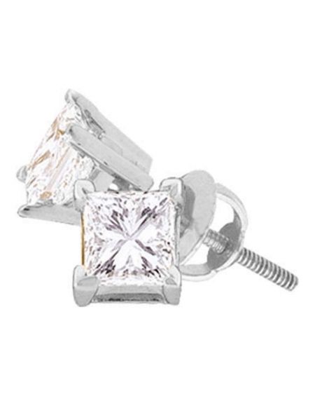 Diamond Solitaire Stud Earrings in 14k White Gold (.17ct)
