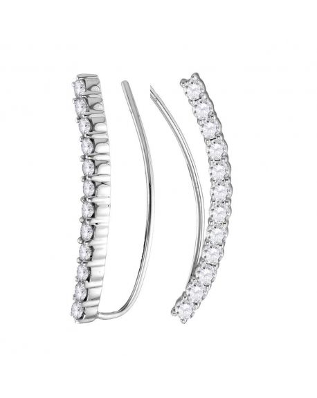 Curved Climber Earrings in 14k White Gold (1.00ct)