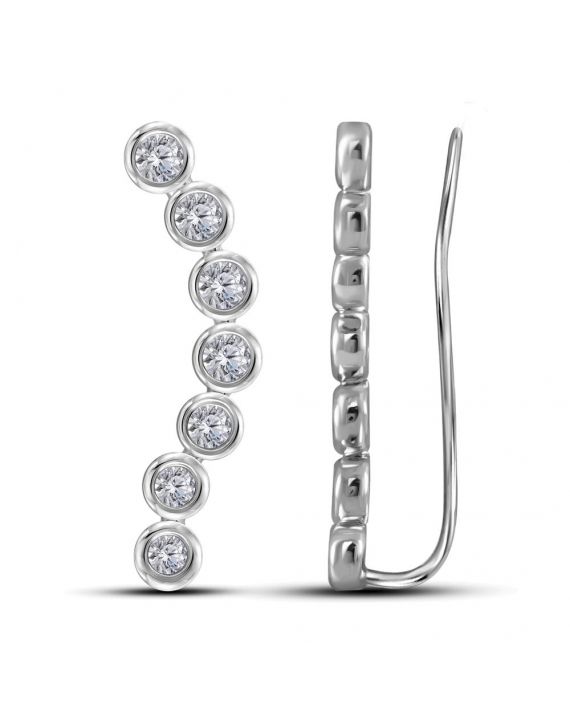 Bezel-set Climber Earrings in 14k White Gold (1.00ct)