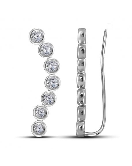 Bezel-set Climber Earrings in 14k White Gold (1.00ct)