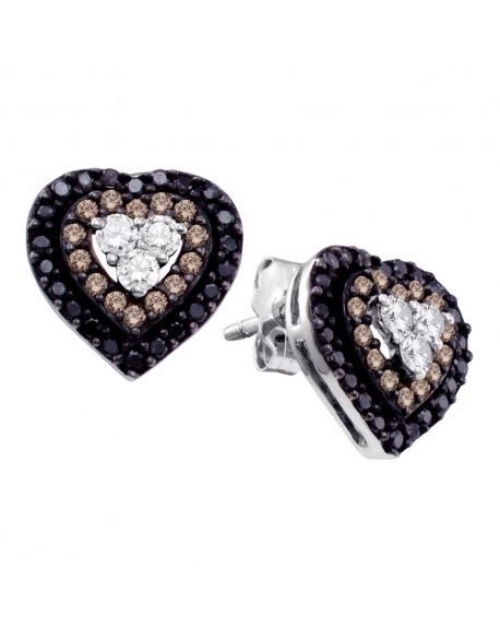 Diamond Heart Cluster Earrings in 14k White Gold (.50ct)