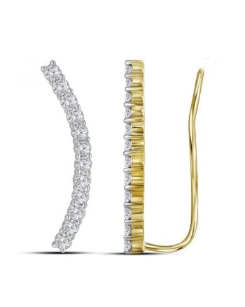 Curved Climber Earrings in 14k Yellow Gold  (1.00ct)
