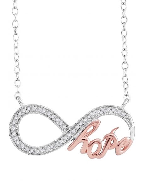 Infinity Hope Necklace in 10k White Gold (.10ct)