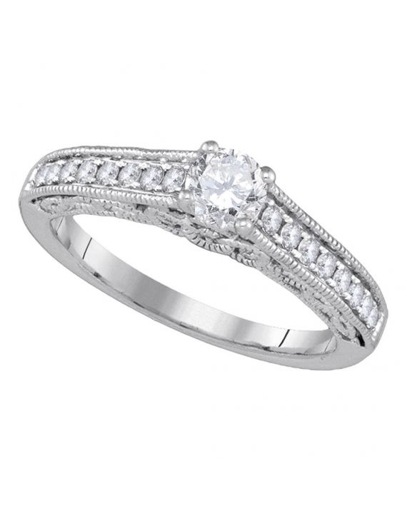 Solitaire Diamond Engagement Ring in 14kt White Gold  (.62ct)