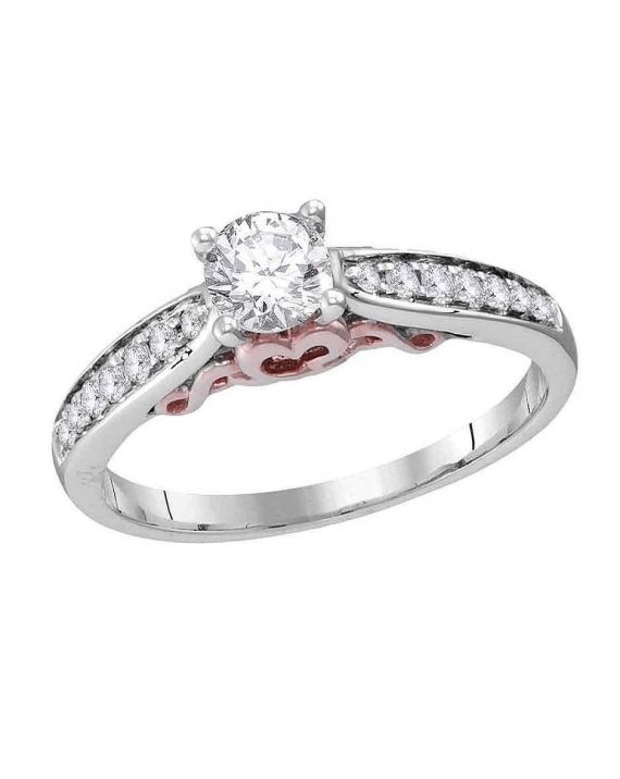 Diamond Solitaire Engagement Ring in 14kt White Gold(.62ct)