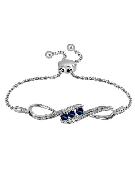 Sterling Silver Blue Sapphire Bolo Bracelet (.50ct)