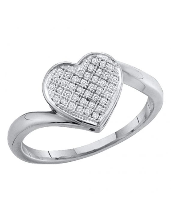 Sterling Silver Pave-set Diamond Heart Ring (.05ct)