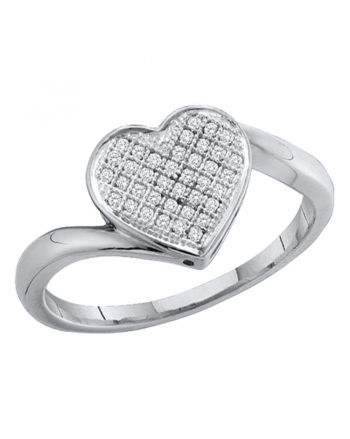 Sterling Silver Pave-set Diamond Heart Ring (.05ct)