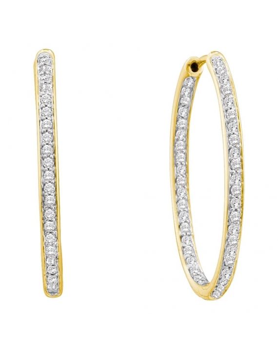 Diamond In-Out Endless Hoop Earrings in 14k Yellow Gold (.50ct)