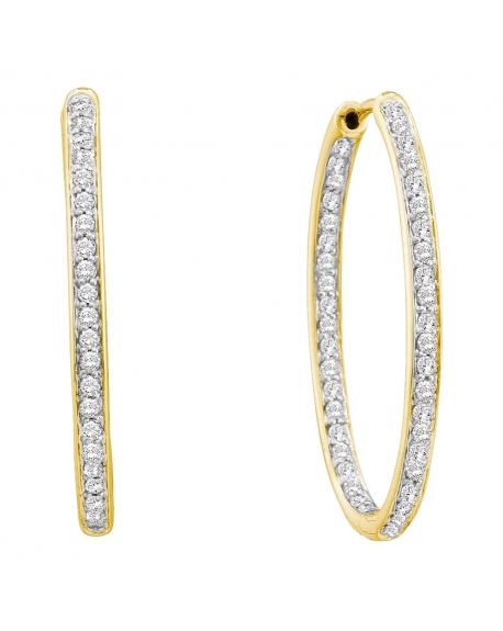 Diamond In-Out Endless Hoop Earrings in 14k Yellow Gold (.50ct)