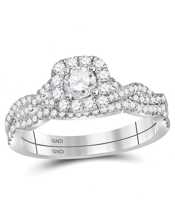 Diamond Twist Engagement Ring in 14kt White Gold (.62ct)