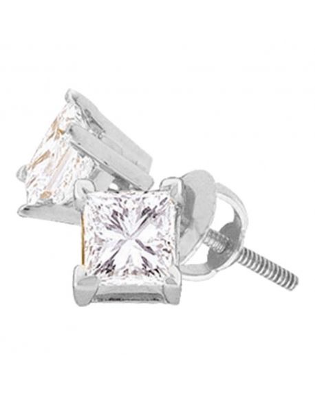 Princess Diamond Solitaire Stud Earrings in 14kt White Gold (1.00ct)