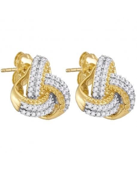 Diamond Love Knot Stud Earrings in Yellow Gold (.25ct)