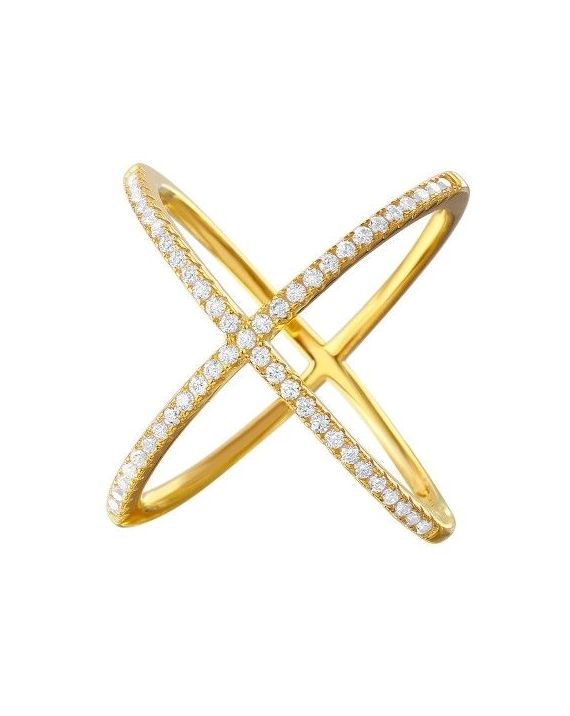 Sterling Silver X Crisscross CZ Ring