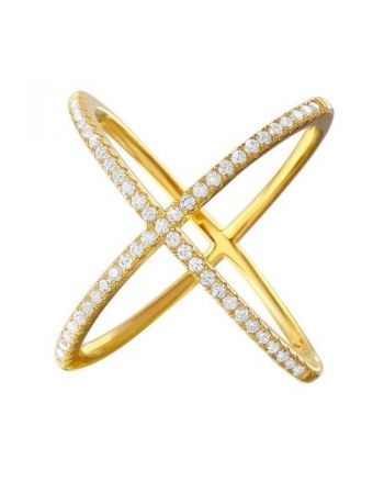 Sterling Silver X Crisscross CZ Ring