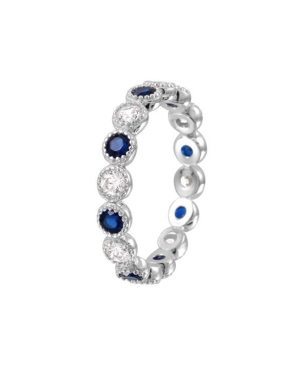 Sterling Silver Round Sapphire Eternity Band
