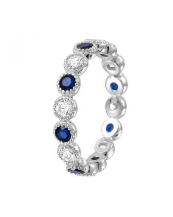 Sterling Silver Round Sapphire Eternity Band