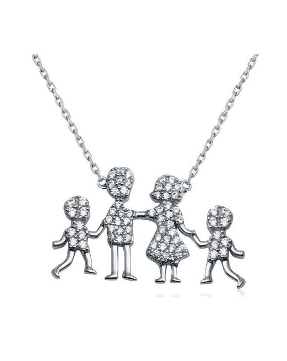 Sterling Silver Family Pendant Two Boys Necklace