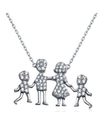 Sterling Silver Family Pendant Two Boys Necklace