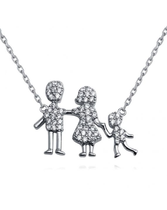 Sterling Silver Family Pendant One Boy Necklace