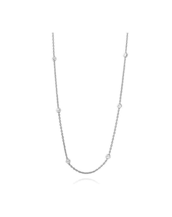 Sterling Silver Round Diamond Cut Beaded Necklace