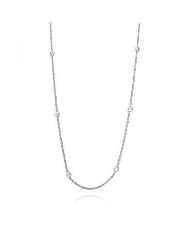 Sterling Silver Round Diamond Cut Beaded Necklace
