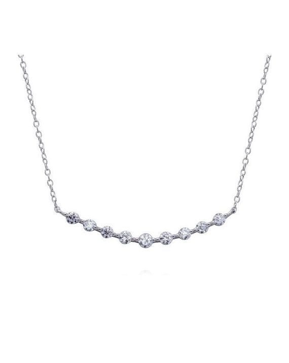 Sterling Silver Round CZ Domed Necklace