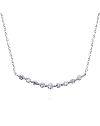 Sterling Silver Round CZ Domed Necklace