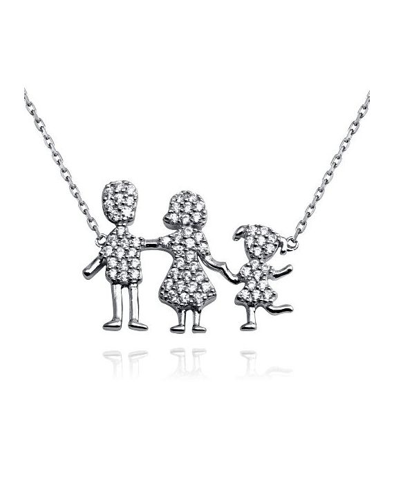 Sterling Silver Family Pendant One Girl Necklace