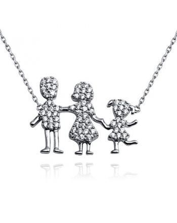 Sterling Silver Family Pendant One Girl Necklace