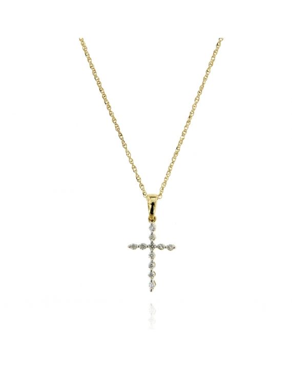 Diamond Cross Pendant in 10k Yellow Gold