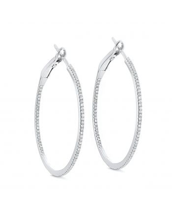 In/Out Diamond Hoops in 18k White Gold (0.34ct) - Diameter 1.5in