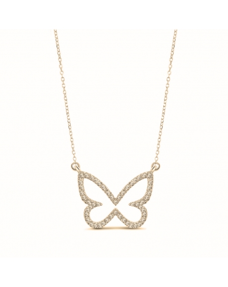 Butterfly Diamond Necklace in 14k white gold